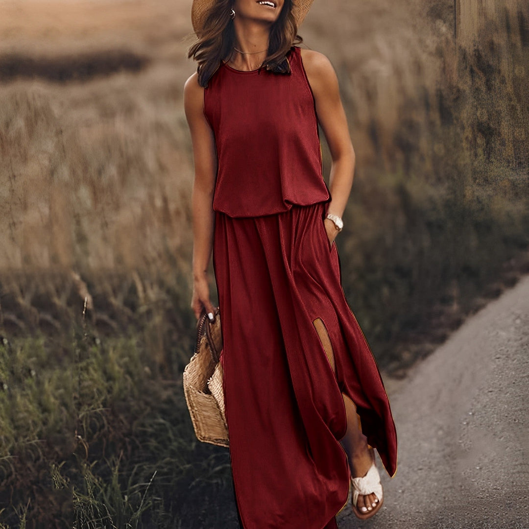 Amie | Élégante robe midi multicolore pour femme