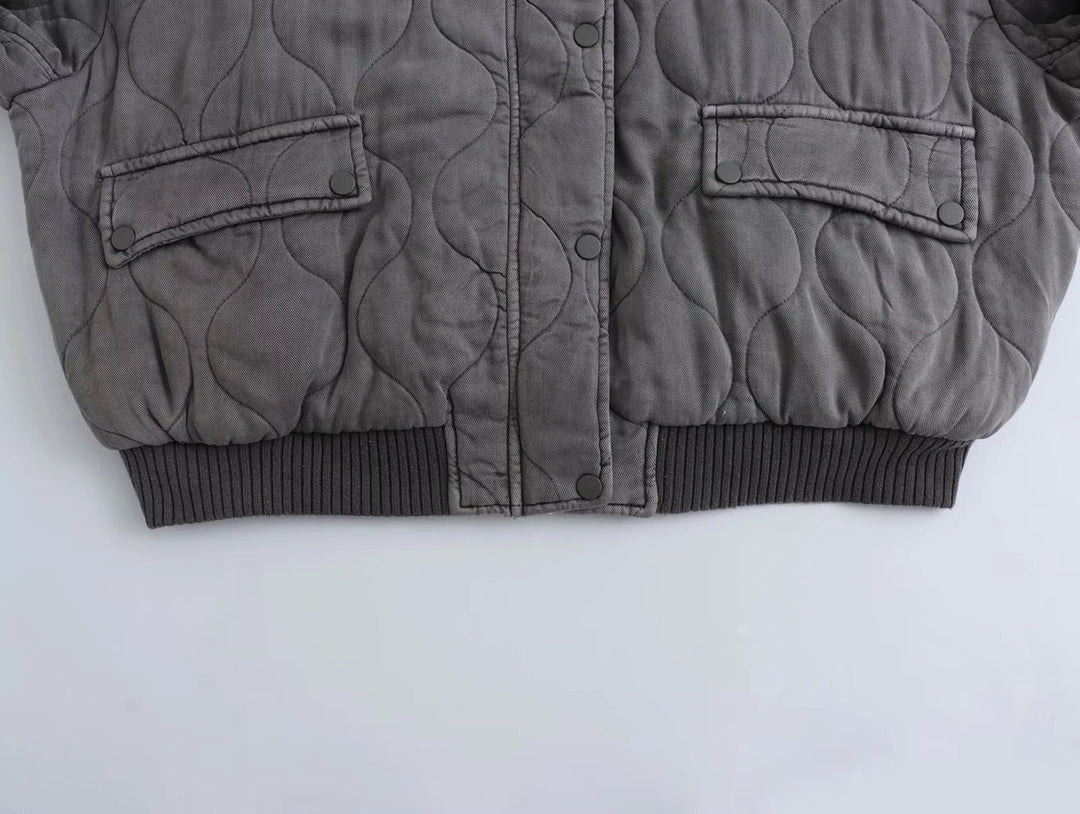 Swara | Veste Bomber Grise Coupe Ample et Tendance pour Femme