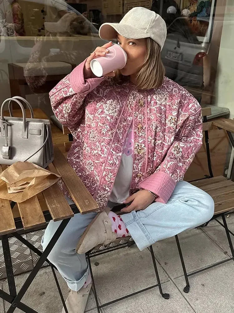 Lucille | Veste fleurie à effet chaud pour femmes