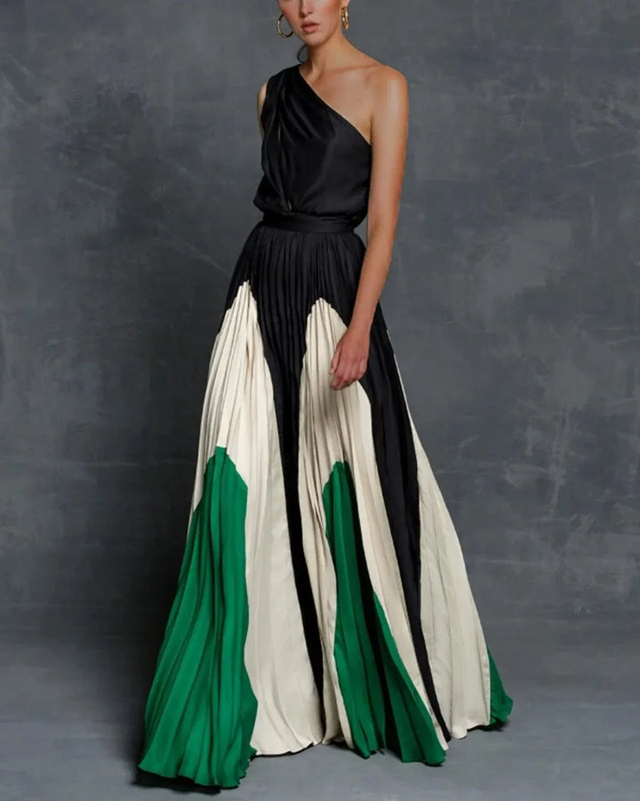 Polina | Robe Longue Asymétrique à Épaule Unique avec Silhouette Fluide pour Femme