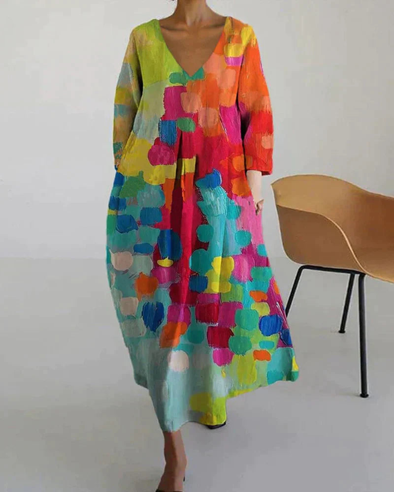 Romina | Robe imprimée à motifs multicolores pour femme