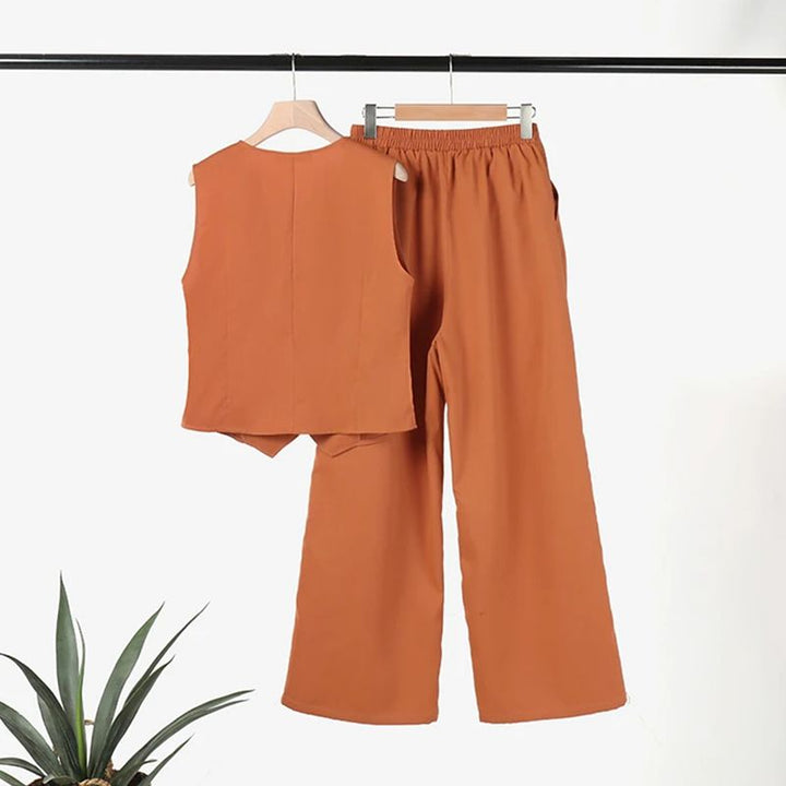 Odette | Ensemble polyvalent en lin avec gilet et pantalon pour femmes